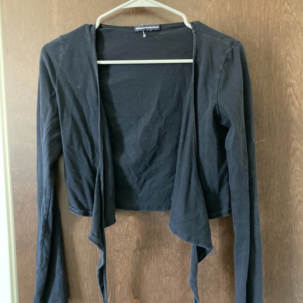 Brandy Melville Black Asymmetrical Crop Top